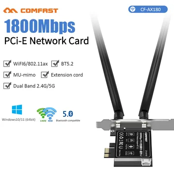 Yüksek Hızlı Wifi 6 PCı Express MT7921 2.4 G / 5G Çift Bant 1800Mbps Kablosuz Adaptör PCI-E Wi-Fi Bluetooth 5.2 WİFİ Kartı Masaüstü