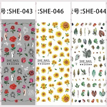 1 Sayfalık Güzel Gül Papatya Çiçeği Çiçek Yaprakları Tasarım Yapışkanlı Tırnak Sanat Çıkartmalar Süslemeleri DIY İpuçları SHE37-52#