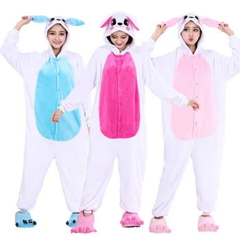 Tavşan Kigurumi Pijama Hayvan Onesie Kadın Yetişkin kışlık pijama Yumuşak Tavşan Onesies Erkek Cosplay Pijama Cadılar Bayramı Kostüm