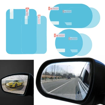 2 ADET Araba Ayna Cam Şeffaf Film parlama Önleyici Ayna Cam Şeffaf Film Filmi Su Geçirmez Araba Sticker Seti Motosiklet Yağmur Geçirmez