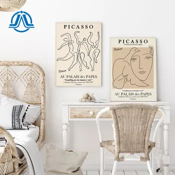 Hat Sanatı Picasso Tuval Boyama Soyut Yüz Posteri Dans Birlikte Duvar sanat baskı Modern Resimleri Için Oturma Odası Ev Dekor