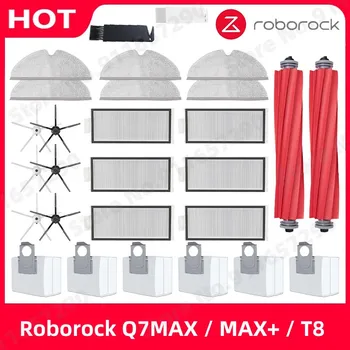 Roborock Q7 Max T8 Parçaları Hepa Filtre Yan Fırça Ana Fırça Kapağı Paspas Bez Değiştirme robotlu süpürge Aksesuarları