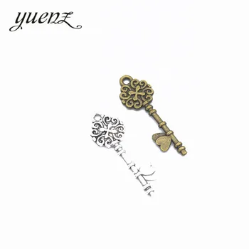 YuenZ 20 adet 2 renk Antik gümüş renk Metal anahtar Charms Kolye Takı Yapımı İçin Dıy El Yapımı Takı 34*11mm O236