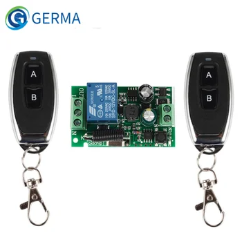 GERMA 433 MHz Kablosuz Uzaktan Kumanda Anahtarı AC 110 V 220 V 1CH RF Röle Alıcı Modülü + 2 düğme Verici Çöp Kapısı