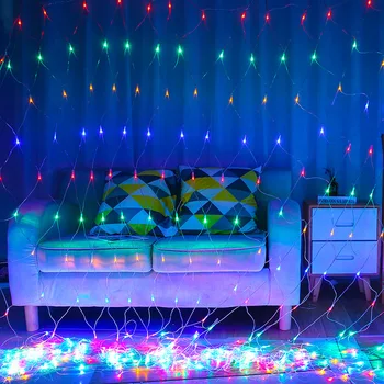 LED ağ dize ışık peri ışıkları dış mekan ışıkları Garland Yeni yıl Noel Düğün / Parti / perde / bahçe Dekorasyon 1. 5x1. 5m
