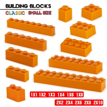 Yapı taşı 1X4 1X8 2X6 2X10 delik Turuncu tuğla temel aksesuarlar eğitim yaratıcılık uyumlu marka yapı blok oyuncaklar