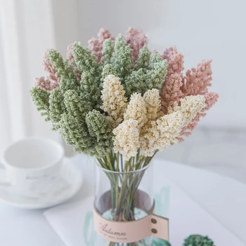 6 Adet Köpük Lavanta Buketi Gelin Ucuz yapay çiçekler Vazo Ev Dekor Düğün Dekoratif Çelenkler Sahte Bitkiler