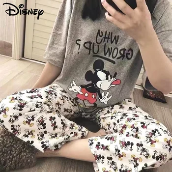 Disney Mickey Mouse Karikatür kore pijamaları Kız Öğrenci Bahar Ve Yaz Y2k Tarzı Kısa Kollu Pamuklu Ev Giysileri Pijama