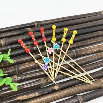 XUNZHE 100 Adet Yaratıcı 9 CM tek kullanımlık sevimli meyve bambu çubuk Büfe Cupcake Toppers Kokteyl Çatal Düğün Festivali Süslemeleri