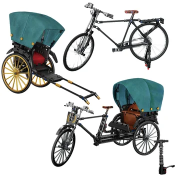 Klasik Nostalji üç tekerlekli çekçek Teknik Bisiklet Yaratıcılık MOC Vintage Bisiklet Modeli Yapı Taşları Tuğla Oyuncaklar