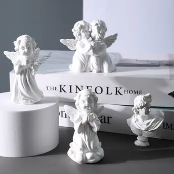 Iskandinav retro beyaz kız melek DEKORASYON SÜS Amerikan karakter alçı heykeli bebek masaüstü çift hediye