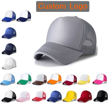 Özel Logo beyzbol şapkası Baskı Ücretsiz 50 Renkler Yaz Yetişkin Çocuk Kişilik şoför şapkası Polyester Gorros Boş file şapka Unises
