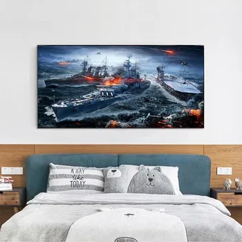 Savaş gemisi Denizcilik Dünya Tuval Boyama Posterler ve Baskılar Duvar Sanatı Resimleri Cuadros Modern Oda Yatak Odası Dekorasyon Çerçevesiz
