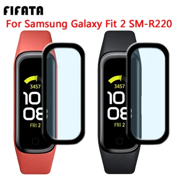 FIFATA 2 Adet 3D HD Siyah Çerçeve Kavisli Koruyucu Film Samsung Galaxy Fit 2 İçin SM-R220 Akıllı İzle Yumuşak Cam Koruyucu Film