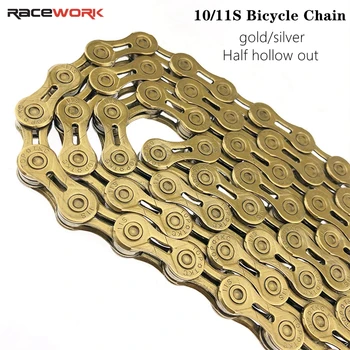 RACEWORK 10 11 Hız Bisiklet Zinciri Gümüş altın Yarım Içi Boş 116L Dağ Yol Bisikleti Zincirleri Shimamo SRAM Campagnolo Sistemi