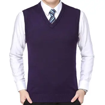 Erkek Kazak Yelek Rahat Kış Düz Renk V Boyun Kolsuz Örme Yün Artı Boyutu Yelek chaleco hombre 2021 erkek giyim