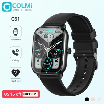 COLMI C61 Smartwatch 1.9 inç Tam Ekran Bluetooth Çağrı Kalp Hızı Uyku Monitör 100+ Spor Modelleri akıllı saat Erkekler Kadınlar İçin