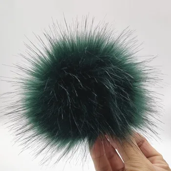 Yeni DIY 12 cm Yeşil Yapay Kürk Pom pom Kabarık Baggy Düğme Yapış Faur Kürk Saç Topu Kap Şapka Çanta Bez Ayakkabı