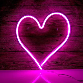Led Neon ışık burcu Kalp Şekli Neon Burcu duvara asılan tabo Bar Yatak Odası Oturma Odası İçin Parti Ev Dekor Gece Lambası Usb Powered
