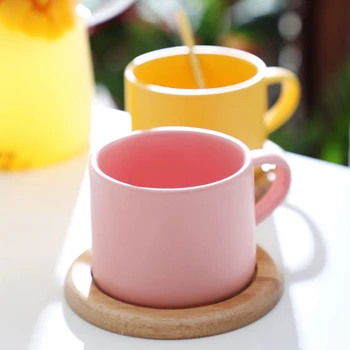 Kahve Kupa Seramik Süt Latte Fincan CuteTumbler Bardak Ve Kupalar Kısa Saf Renk Tazas Yaratıcı Hediye Tumblers