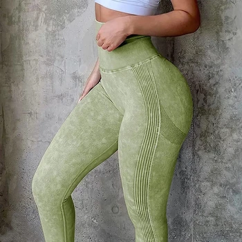 Yumuşak Taklit Kot Popo Tayt Kadınlar Dikişsiz Yoga Pantolon Ganimet Push Up Legging Spor Spor spor salonu taytları Egzersiz Leggin
