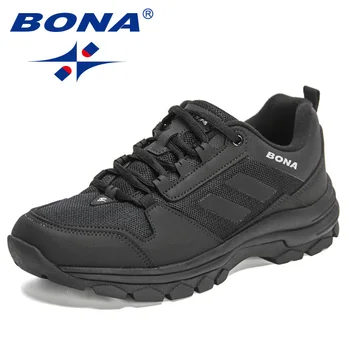 BONA 2022 Yeni Tasarımcılar Açık Yürüyüş Dağ ayakkabıları Erkekler Örgü Rahat spor ayakkabı Adam Kaymaz Yürüyüş Koşu Ayakkabısı Mansculino