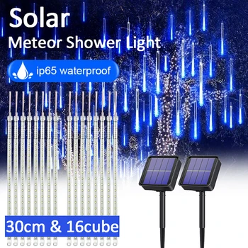 144LED / 288LED güneş Meteor duş dize ışıkları 30 CM su geçirmez noel dekorasyonları ışık düşen dize ışıkları için parti noel lambaları