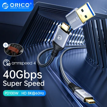 ORICO 2 İn 1 40Gbps USB C Kablosu PD100W Hızlı Şarj Kablosu 8K @60Hz HD USB 3.0 USB C macbook için kablo Thunderbolt 4 PS4