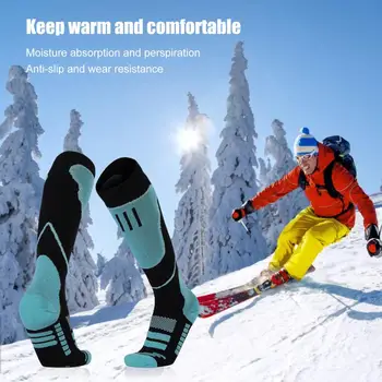 1 Çift Rüzgar Geçirmez Snowboard Çorap Kilit Sıcaklık Diz Yüksek Tırmanma Çorapları Termal Tırmanma Yürüyüş Çorapları