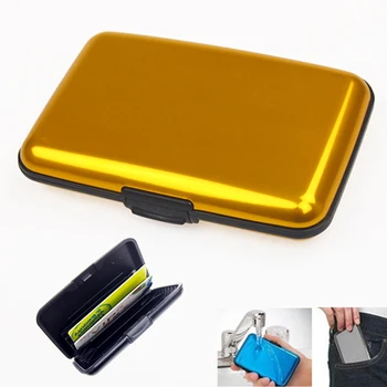1 Adet Taşınabilir Alüminyum Banka kart tutucu Engelleme sert çanta Cüzdan Katı Kredi Kartı Anti-RFID Tarama Koruyun kart tutucu