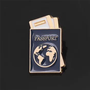 Seyahat Pasaport Takı Emaye pimleri Broş Pin Metal Rozetleri Broşlar İğneler Pilot Hediye