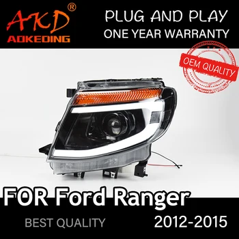 Ford Ranger İçin far T6 2012-2015 Araba автомобильные товары LED DRL Hella 5 Xenon Mercek Hıd H7 Everest Araba Aksesuarları