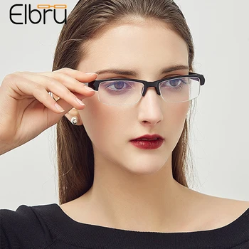 Elbru Vintage Kare Yarım Çerçeve Bitmiş Miyopi Gözlük Öğrenci Ultralight Gözlük Kısa görüşlü Gözlük Diopters-1.0-4.0