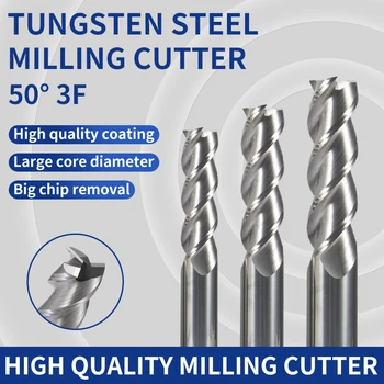 HRC50 3 Flüt Tungsten Çelik freze kesicisi End Mill Alaşım Kaplama Karbür 1mm 5mm 10mm 20mm cnc Araçları Torna