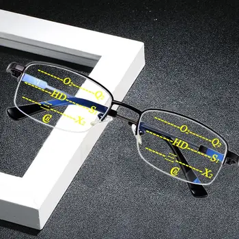 Vintage İlerici Multifokal okuma gözlüğü otomatik ayar Uzak yakın çift kullanımlı Anti-mavi ışık Multifokal Gözlük 1.0-4.0