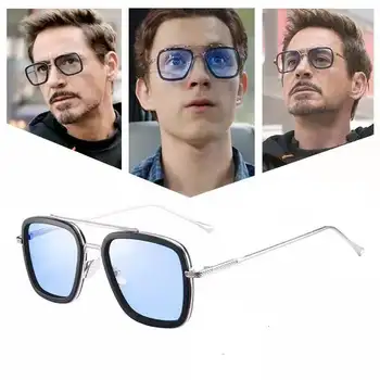 Tony Stark Tarzı kadın Güneş Gözlüğü Erkekler Kare Marka Tasarım güneş gözlüğü lüks Moda Oculos Retro erkek demir Adam oculos de