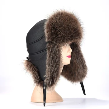 MTTZSYLHH erkek Faux Fox Saç Lideri Kap Rus Kış Şapka Sıcak High-end Earmuffs Bombardıman Kap Ücretsiz Kargo doğum günü hediyesi