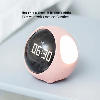 Ifade çalar saat LED Erteleme Dijital Başucu Saat Karikatür Ses Kontrolü Gece Lambası Çocuk çalar saat