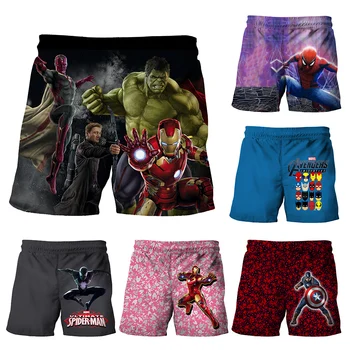 Marvel Süper Kahraman Kaptan Amerika Hulk Örümcek Adam Şort Çocuk Erkek Kız Rahat Şort gitmek için Uygun Plaj Şort çocuk pantolon