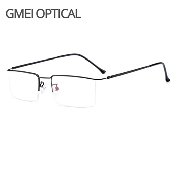 Gmei Optik Ultralight Iş Erkek Titanyum Alaşım Gözlük Çerçeve Kare Gözlük Esnek Tapınak Bacaklar IP Galvanik Y2533