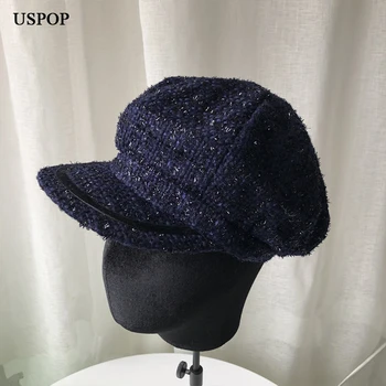 USPOP 2020 Yeni bahar kapaklar kadın el yapımı tüvit sekizgen şapka moda kadın sekizgen kap newsboy kapaklar şapka