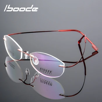 ıboode Çerçevesiz Titanyum alaşımlı Gözlük Çerçevesi Erkekler Kadınlar Retro Optik Miyopi gözlük çerçevesi Marka Tasarımcısı Süper hafif Gözlük