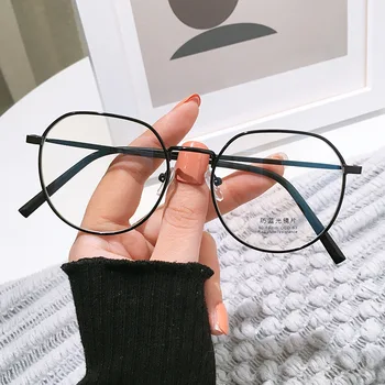 2022 Yeni Yuvarlak Anti-mavi ışık Gözlük Erkekler Kadınlar Moda Şeffaf Bilgisayar Gözlük Retro Metal Optik gözlük çerçevesi