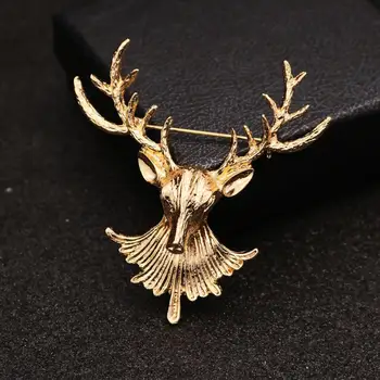 Steampunk broş 3D geyik kafası broş Noel Pin ren geyiği Pin hayvan şık