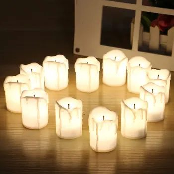 2 adet Alevsiz LED elektrik Titrek dekoratif mumlar Sıcak Beyaz ışık Düğün Noel dekorasyon İçin Siyah Fitil