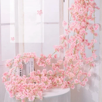 Zerolife yapay çiçekler Duvar Zemin Düğün Ev Dekorasyon İçin Kiraz Çiçeği Asma Asılı Garland Bahçe İpek