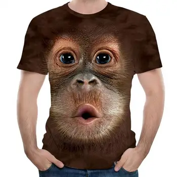 2021 Yaz Baskılı Hayvan Maymun kısa kollu t-shirt Komik Tasarım Casual Tops Tees grafikli tişört 3D erkek kadın T-shirt