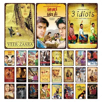 Ünlü Hint Filmleri Metal Tabela Bollywood Poster Plak Vintage Metal İşareti Duvar Dekor Odası Garaj Demir Metal Boyama