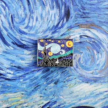 Van Gogh Boyama Yıldızlı Gece Pin Sanat Yaratıcı Broş Sanat Retro Ceket Kazak Rozeti Alaşım Damla Yağ Rozeti