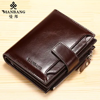 ManBang Marka Lüks erkek cüzdanları Hakiki Deri Çanta Dikey Sürücü Belgesi İlk Katman Sığır Derisi Çok Fonksiyonlu kart çantası
